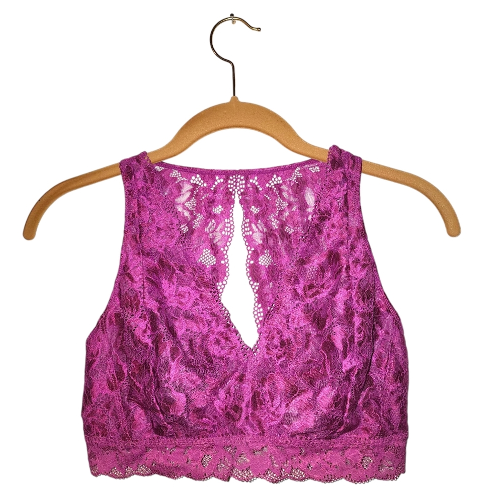 Soma Embraceable Lace Split Back Bralette | Size Medium | Pink Fuchsia